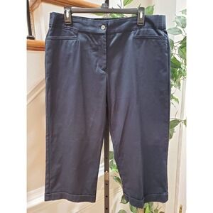 Sag Harbor Womens Blue Solid Cotton Casual Crop Length Stretch Capri Pants 14P